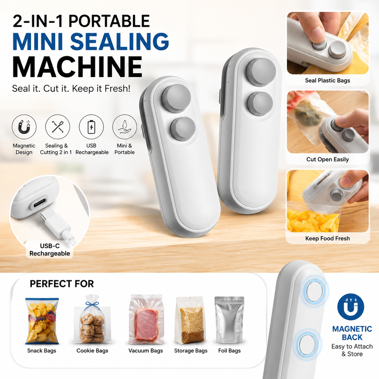 2-in-1 Mini Heat Sealer & Cutter | Limited Time 50% OFF